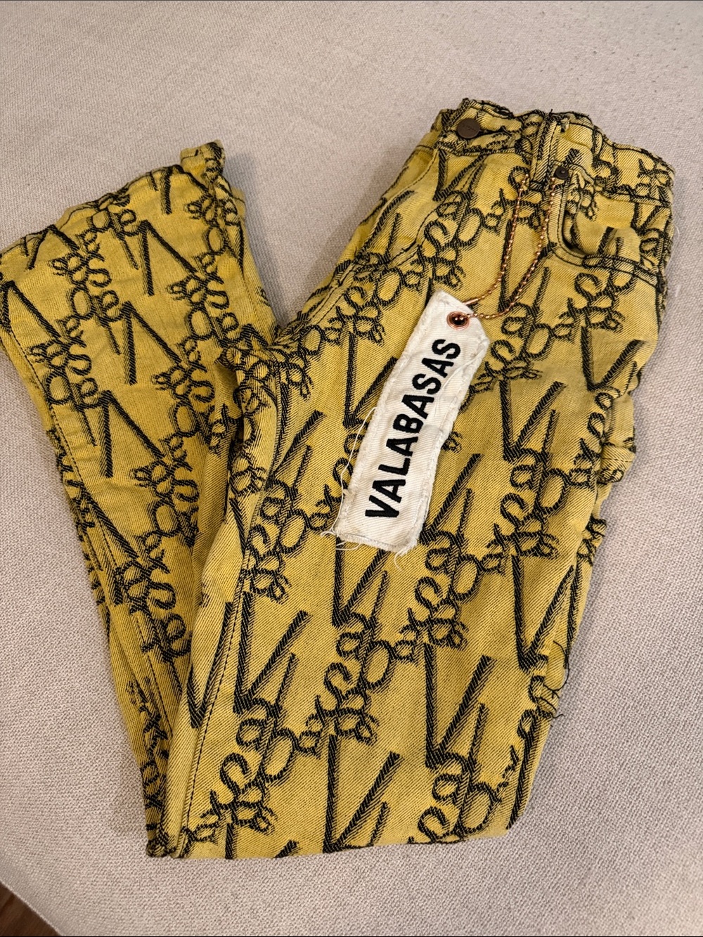 Valabasas Yellow Monogram Stretch Jeans size 10